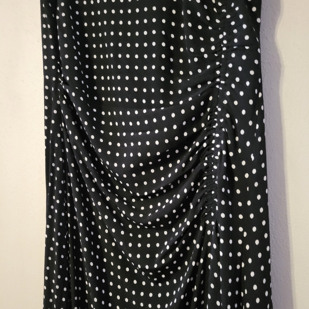 Madewell Asymmetrical aruched Midi Dress - Linear Dots Jet Black - Picture 10 of 13